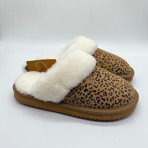 EMU Ridge Australia Harper Womens Size 6 Leopard Print‎ Sheepskin Lined Slippers